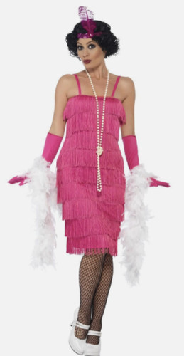 Pink flapper fringe - pink, dress