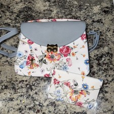 Borse In Pelle Purse Floral Leather Crossbody Purse & Wallet Made In Italy Z649