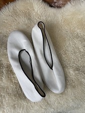 Zara Home Linen Ballet Flats Size 40 (fits as Uk 6.5) Ivory with Black Piping