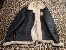 Leather Bomber Jacket Shearing USA Air force Pilot WW2 Sundownders Vintage Milit