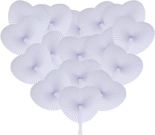 White heart shaped hand fans - shaped,