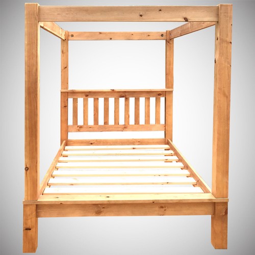 Chunky slatted pine bed - pine,