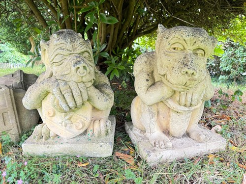 Pair vintage gargoyle - of,