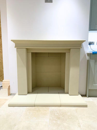 Limestone georgian fireplace - georgian,