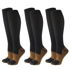 3 Pairs Copper Compression Socks | 20-30mmHg Anti Fatigue & Circulation Support