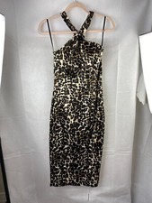 Stop Staring Dress Size M Leopard Bodycon Halter Neck Midi