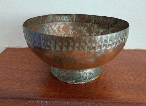 Antique copper pedestal bowl - ,