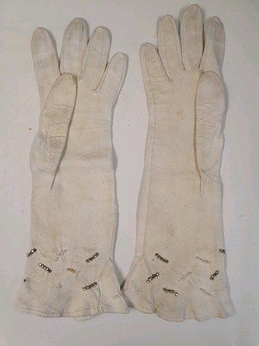 Antique kid leather gloves - kid,