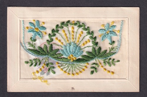 Ww1 embroidered silk postcard - embroidered,