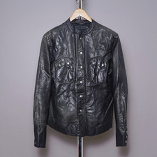 ALL SAINTS Leather Shirt Jacket SMALL Mens Black S Biker Celebrity Grail ROCK