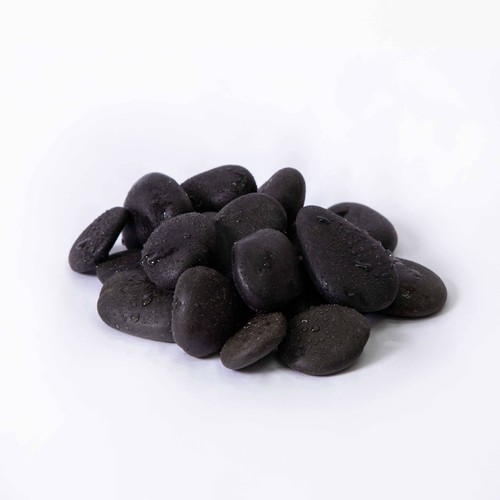 Black polished pebbles - pebbles,