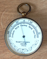 BAROMETRO DA TASCA ANTICO STRUMENTO DI MISURA NEGRETTI E ZAMBRA LONDON BAROMETER
