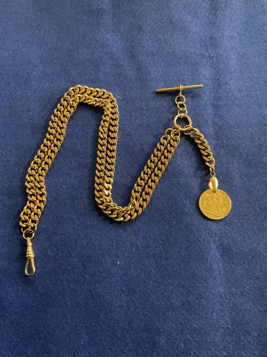 18ct gold plated single albert - 18ct,