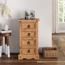 Corona Bedside Table Chest Cabinet 4 Drawer Narrow by Mercers Furniture®