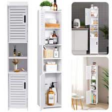 Waterproof Bathroom Tall Cabinet Free Standing White Floor Storage Unit Cupboard