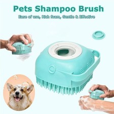 Dog Bath Shower Brush w/ Shampoo Dispenser–Soft Silicone Scrubber–Massage & Shed