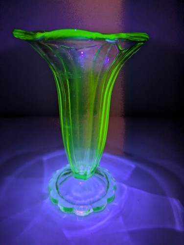 Uranium glass trumpet vase - trumpet,