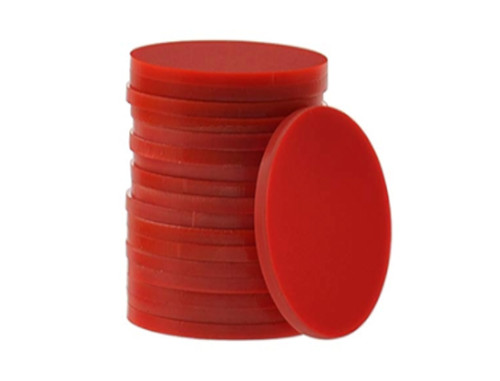 Red plastic disc acrylic - x,