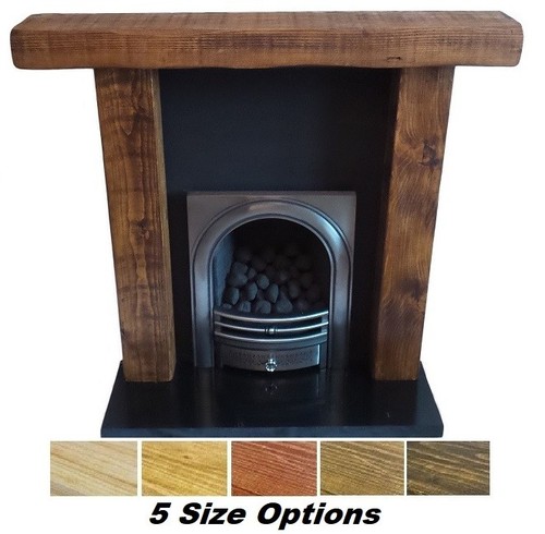 Chunky rustic wooden fireplace - rustic,