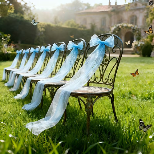 100 blue wedding chair - blue, sashes