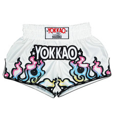 Yokkao Flames Muay Thai Shorts White