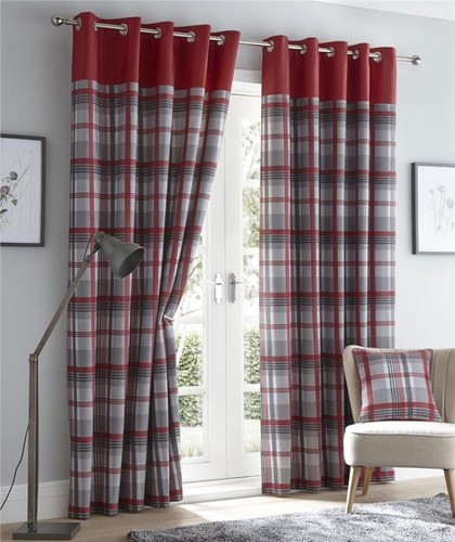 Lined curtains tartan check - lined,