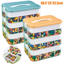 Storage Boxes for Lego Building Blocks 3-Tier Stackable Adjustable Compartments