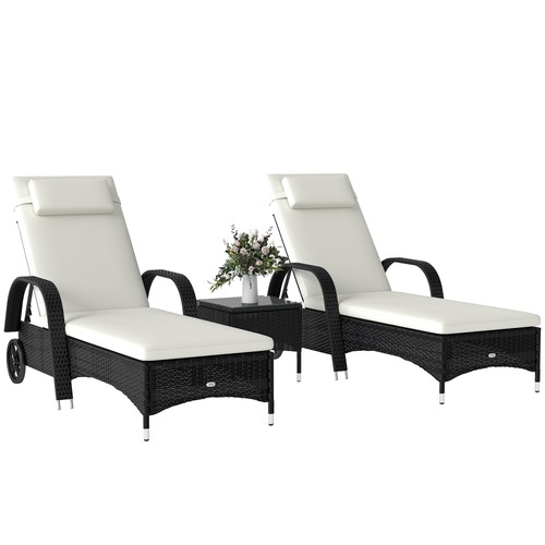 Outsunny pcs rattan lounger - rattan,
