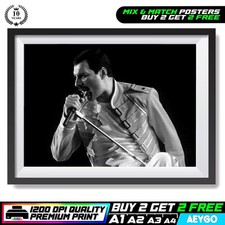 FREDDIE MERCURY QUEEN Wall Art Picture Poster Print BUY 2 GET 2 FREE | A4 to A1