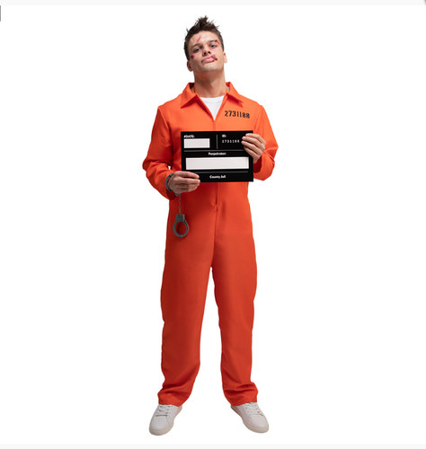 Orange convict prison jumpsuit - orange,