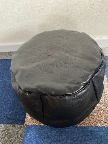 Handmade moroccan black pouffe - handmade,