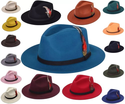 100 wool fedora hat unisex - %,