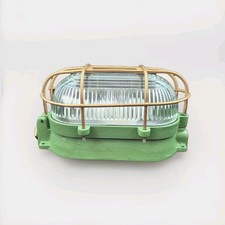 Antique Bunker Lamp Ship Cast Iron Glass Ceiling Wall Light Plafonnaire