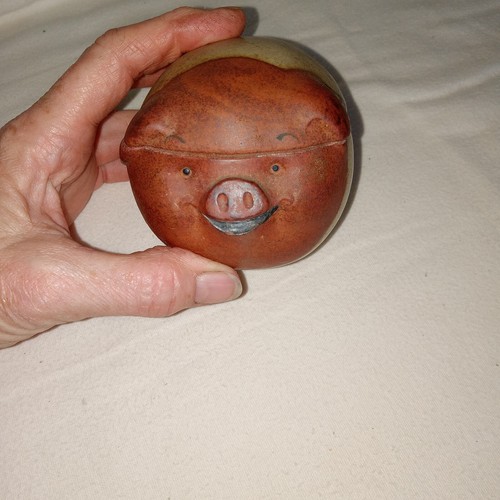 Vintage pottery pot belly pig - pottery,