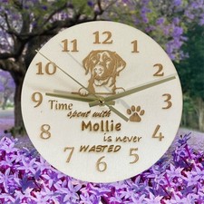 Personalised Laser Engraved Wooden Dog Wall Clock (ANY BREED)