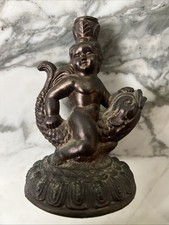 Bronze/Brass Art Deco Sculpture Of Boy On Dolphin, Lamp Stand Base. Estate Find