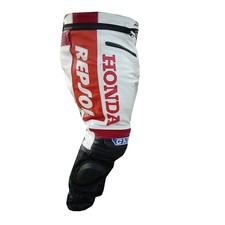 HONDA GAS REPSOL MOTORBIKE MOTORCYCLE COWHIDE LEATHER ARMOURED TROUSER PANTS
