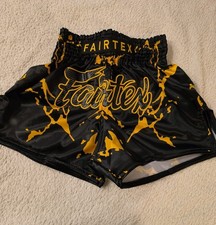 Fairtex Muay Thai Shorts In Black And Yellow Size Large - New