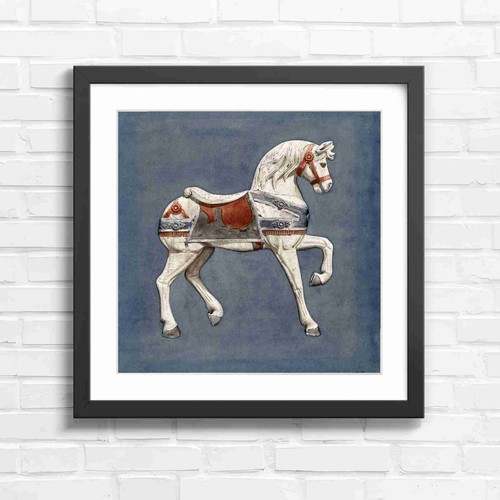 Vintage white carousel horse - carousel,