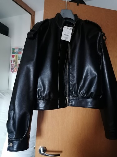 Zara leather jacket size - jacket, l