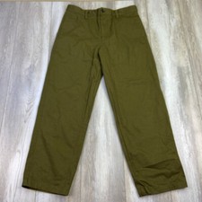 Zara Chino Pants Mens Size 34 Green Twill Cotton Heavy Straight Preppy Men 34x30