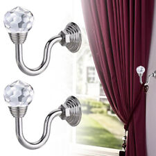 2X Curtain Holdback Hanger Crystal Wall Tie Backs Hooks Holder Curtain Tie
