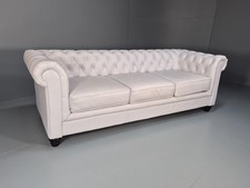 Vintage Faux Leather White Chesterfield Three Seater Retro Sofa EB10450 VCHE