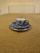 Miniature Coalport Porcelain Tea Set Willow Pattern, 3-Piece