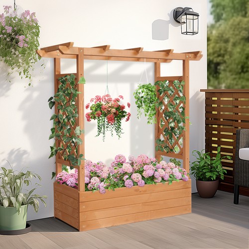 Garden planter with trellis - garden,