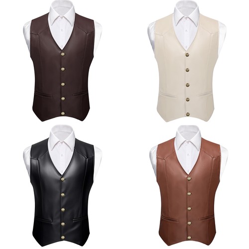Mens leather waistcoat v - leather,