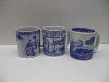 Blue Spode mugs x 3 and blue