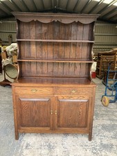 Vintage Retro Brown Wooden Dresser Sideboard With Shelves Drawers & Doors