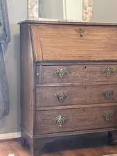Vintage Bureau Writing Desk Free Drawers Drop Leaf