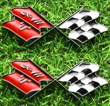 2Pc Gas Door Emblem Cross Crossed Flags Badge for 1968 - 1972 Corvette C3 Chrome